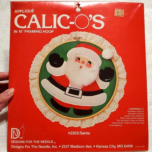 Santa Vintage Calic-o's Applique Embroidery Hoop Art - Picture 1 of 4